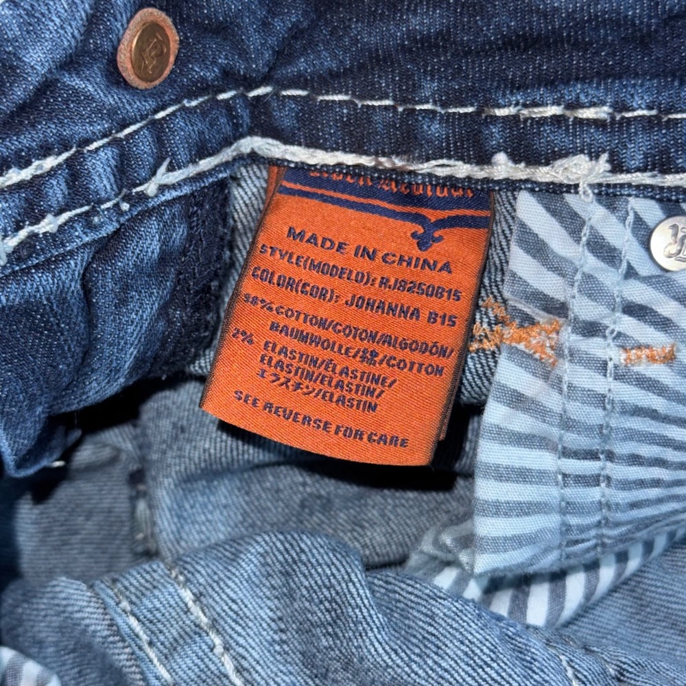 Y2K Rock Revival Johanna Bootcut Jeans Dark Wash Contrast Stitch Size 28 Cotton - Picture 4 of 9